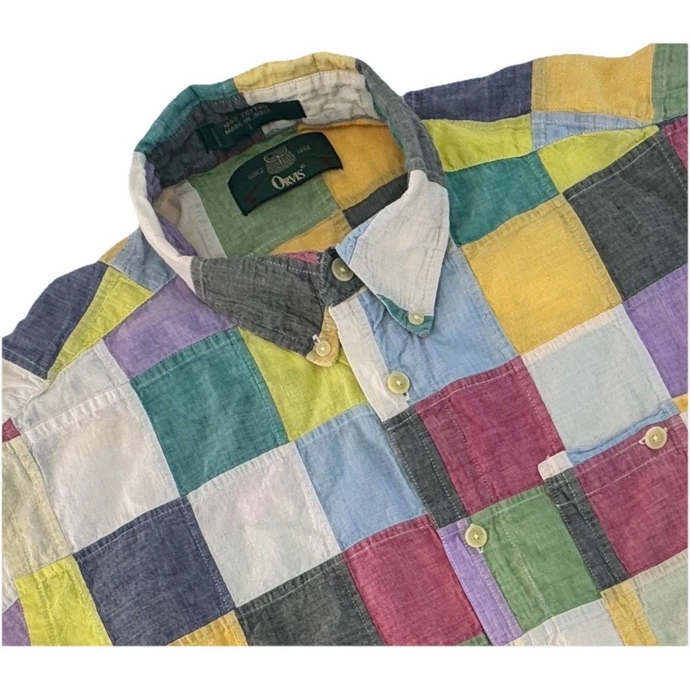 Vintage Orvis Madras Patchwork Cotton Colorful Fly Fishing Shirt India L (READ)